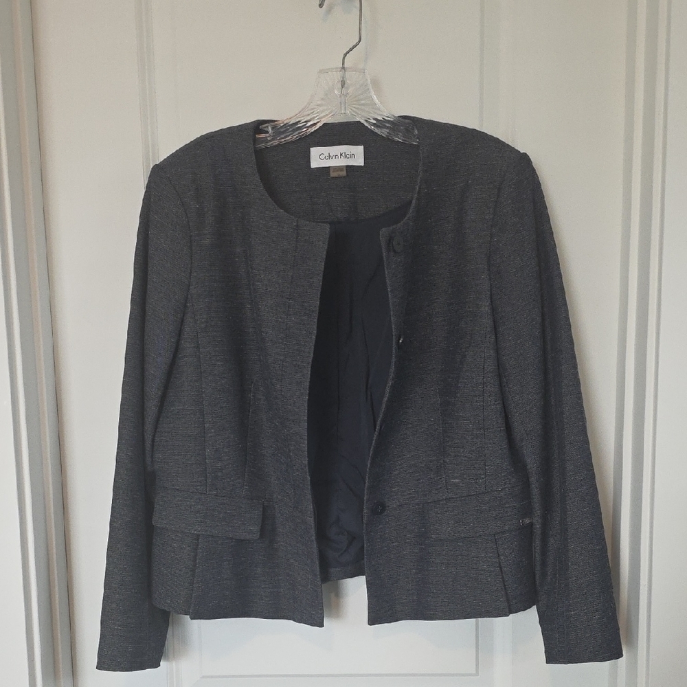 Calvin Klein Women's Blue/Gray Blazer - Picture 6 of 6